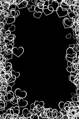 frame of hearts in black and white.