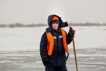 Portrait of a fitter with a bogr