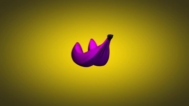 pink banana on a yellow background. Abstract graphics in zin art style. Looped and seamless.