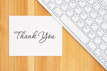 Thank you greeting card with a keyboard