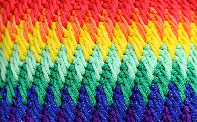 Colorful knitwear with multi color of the rope as a background. 