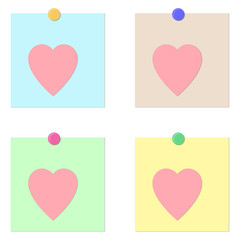 Heart on color paper stickers for notes