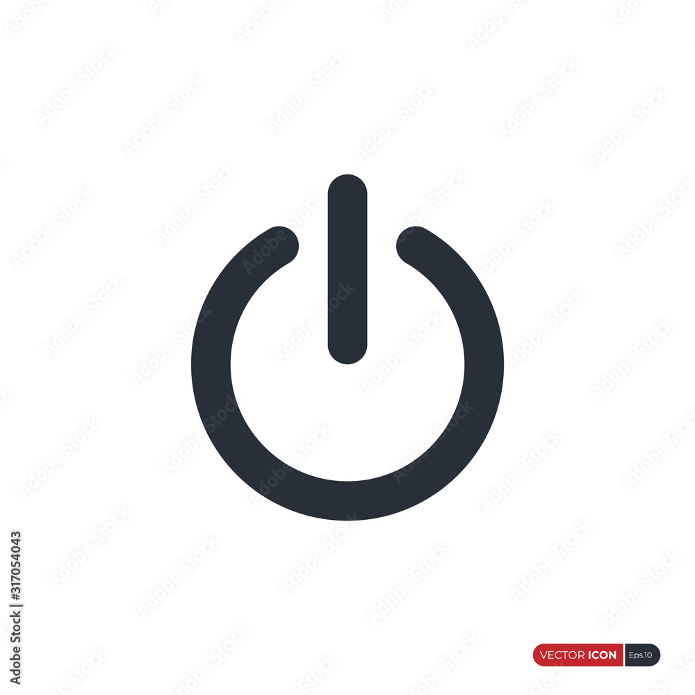 Poster start icon power button isolated on white background. flat vector icon design template element