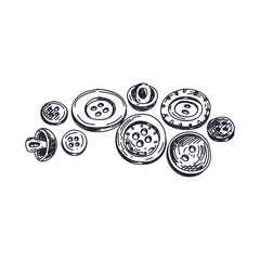 Buttons hand drawn black and white vector illustration