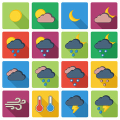 Vector weather icons set. Polygonal weather icons. Sun, cloud, rain, wind triangle icons set. 