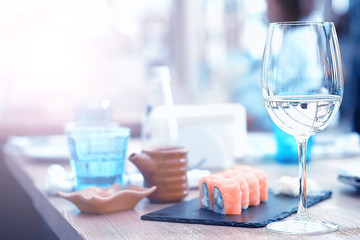 background restaurant / restaurant objects on a blurred background, beautiful bokeh, vintage background color cafe