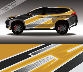 Obraz premium Car wrap decal design vector, custom livery race rally car vehicle sticker and tinting.