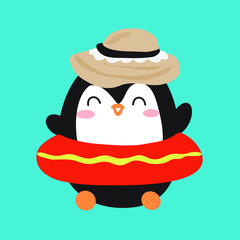 penguin is going to travel. cute penguin vector