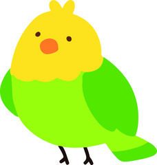 Flat colored green and yellow parakeet
