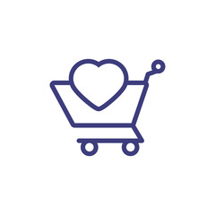 Isolated heart and shopping cart vector design