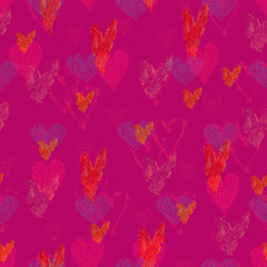 Fototapeta na wymiar Hearts seamless pattern. Happy valentine day. Isolated on purple background. Valentine's background. Stock illustration. Modern simple design. Abstract template