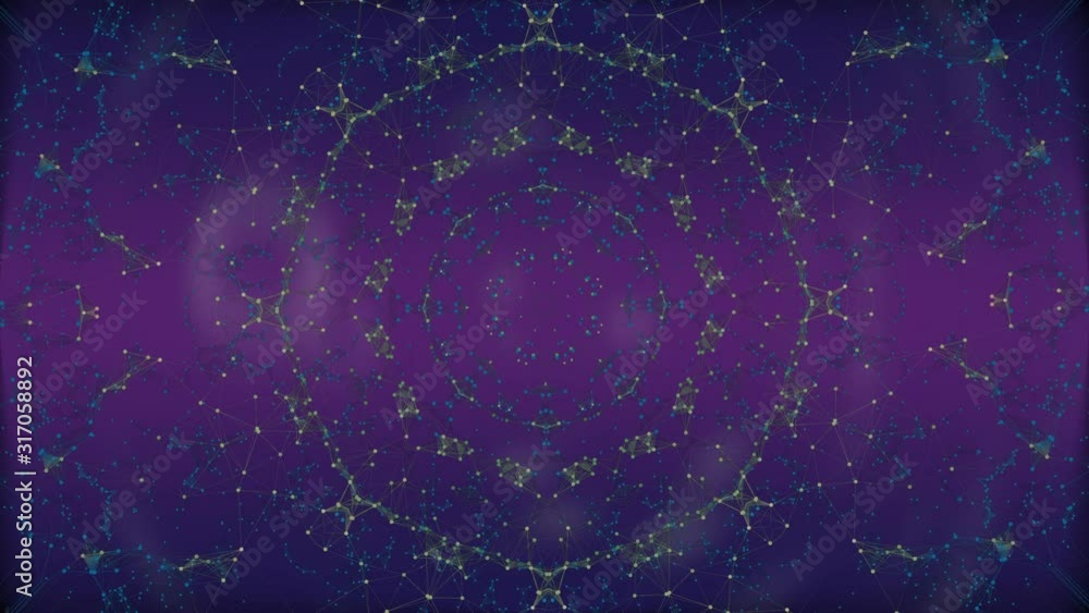 Poster audiovisual animation background. motion of colorful particles grid zooming in and out for your vide
