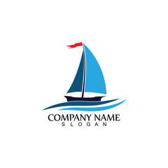 Sailing boat, Daily cruises, sea travel, vector logo-icon