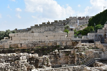  Remains of Robinson's Arch along the western wall of the Temple Mount. It was built as part of the...