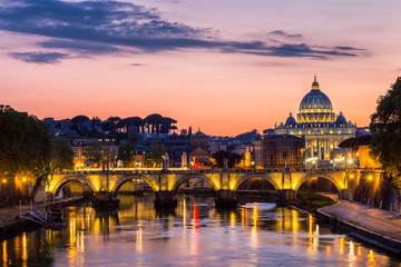 Naklejka na ściany i meble Vatican city. St Peter's Basilica. Panoramic view of Rome and St. Peter's Basilica, Italy