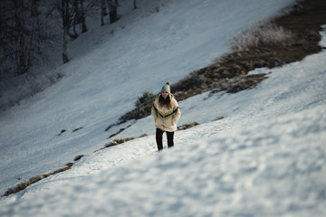 healthy way of life, winter hike, walking, winter holidays, hiking in the mountains