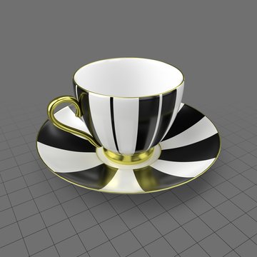 Striped coffee cup and saucer