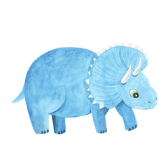 Watercolor cute little dinosaur