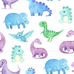  Watercolorseamless pattern with Dinosaurs