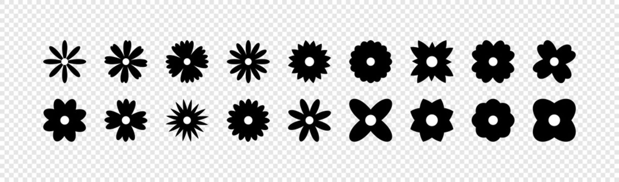 Flowers vector icons. Flower icon. Flowers isolated on transparent background. Flowers in modern simple flat style. Eps10