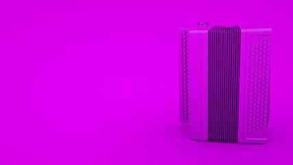 Fototapeta premium Accordion on purple background. Russian folk musical instrument. 3d rendering