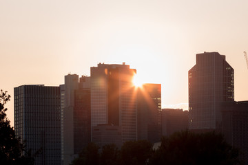 Fototapeta na wymiar Frankfurt Silhouette abends