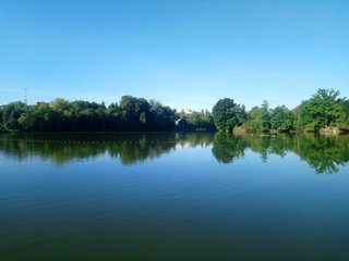 fishing net in the Jordán reservoir, city Tabor, Czech Republic
