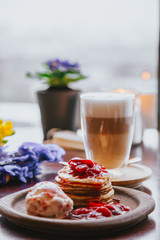 pancakes and coffee for Breakfast on March 8