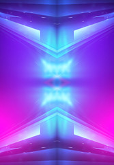 Ultraviolet abstract light. Diode tape, light line. Violet and pink gradient. Modern background, neon light. Empty stage, spotlights, neon. Abstract light.