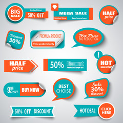 Collection sale pointers stickers and labels design elements template