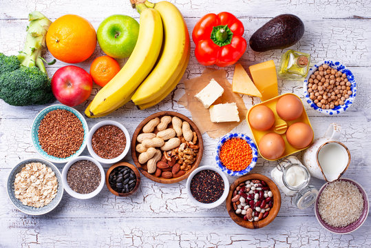 Ovo-lacto vegetarian healthy diet concept.
