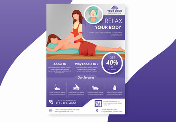 Spa-Themed Flyer Layout with Illustrations