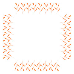 Square frame with orange branches on white background. Isolated wreath for your design.