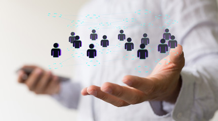 touching global network and data customer connection