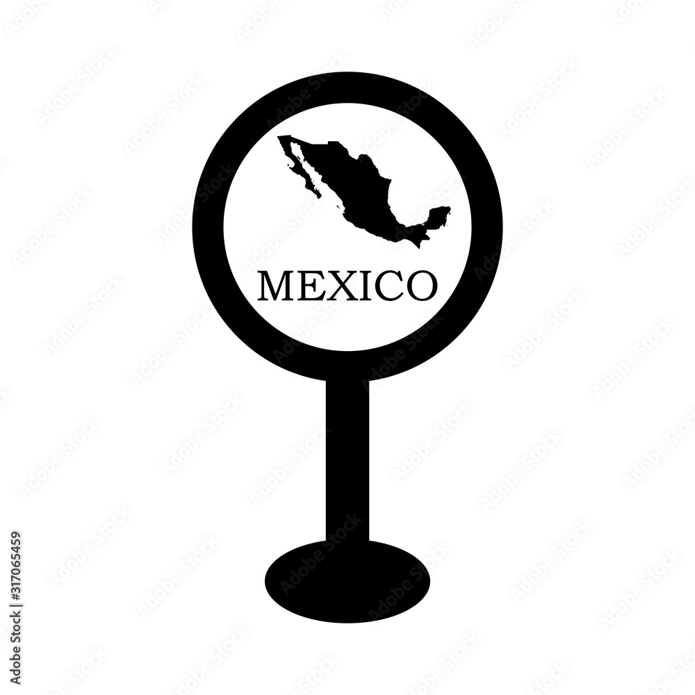 Wall mural mexico map in pin location sign. vector illustration, isolated on white background.