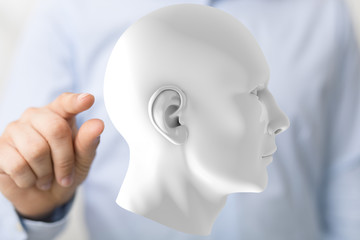 head with symbol neurons in brain.
