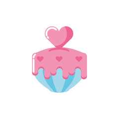 Isolated heart over cupcake vector design