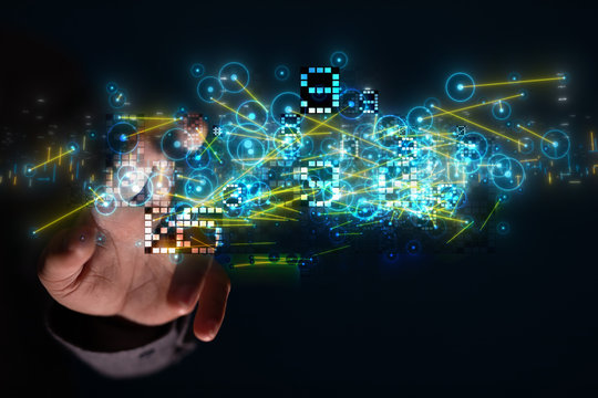 Innovation futuristic digital data binary code background technology