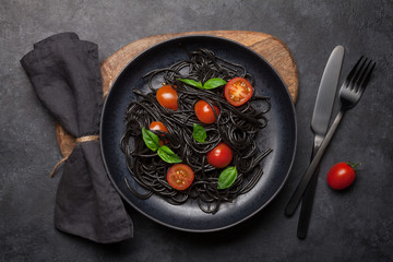 Black spaghetti pasta