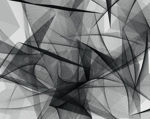  Digital image with a psychedelic stripes Wave design black and white. Optical art background. Texture with wavy, curves lines. Vector illustration