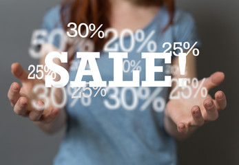 sale digital percent in hand