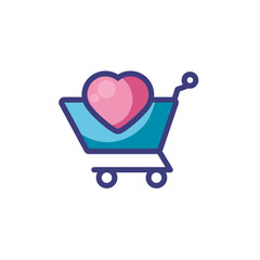 Isolated heart and shopping cart vector design