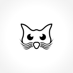 Character Face Cat Logo Icon Black Vector Template With White Background