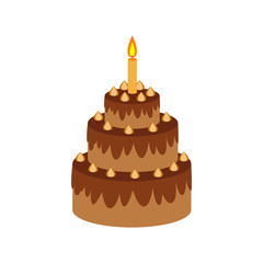  Chocolate cake vector icon on white background