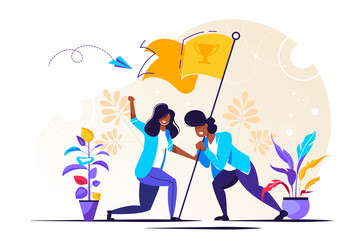 Vector illustration, teamwork, goal 