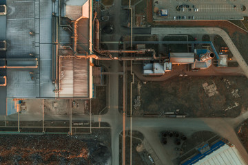 Aerial photography of steelmaking equipment. Scrap metal recycling