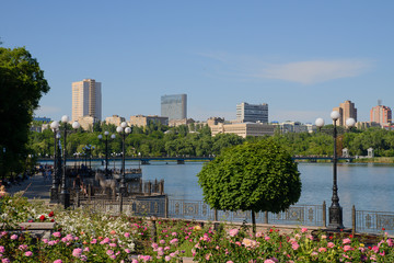 Shcherbakova park with roses in Donetsk, Ukraine