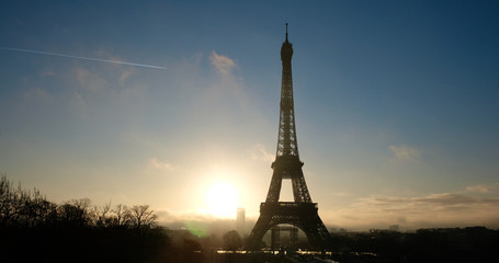 eiffel tower in paris at sunset