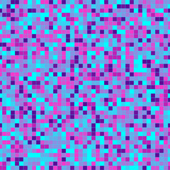 Abstract geometric seamless pattern. Glitch, VHS effect background. Pixel mosaic of random colorful pixels.