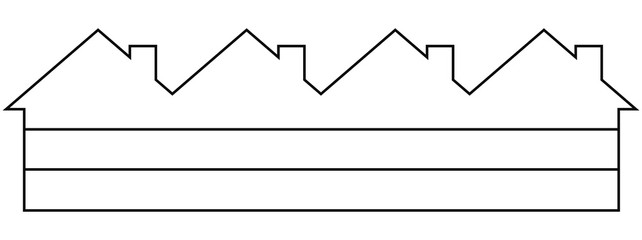 Group of houses, white silhouette, vector icon